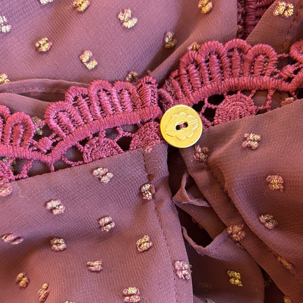 Free People Wine Red Polka Dot Maxi Dress - Picture 15 of 15